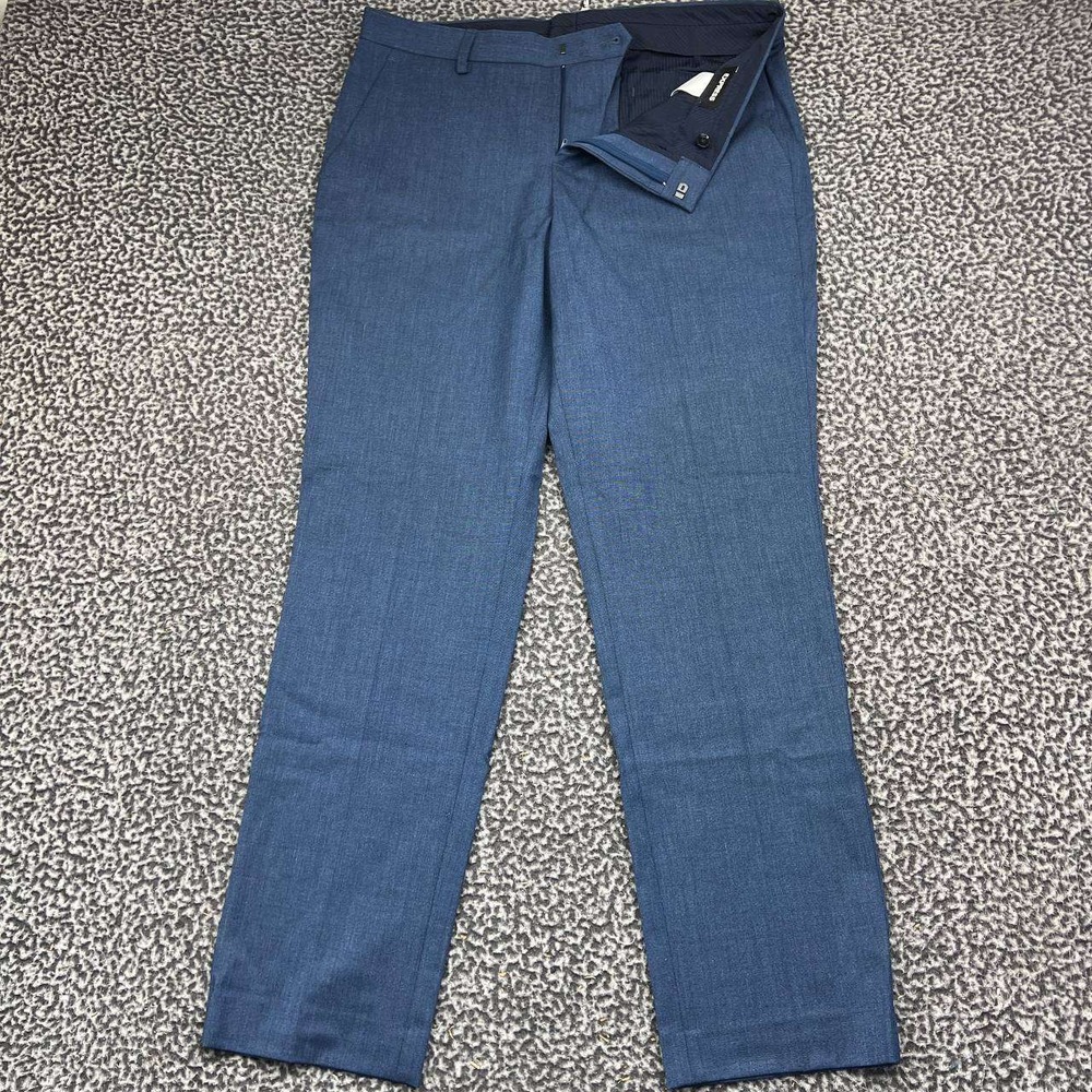 Express Dress Pants Men 32x32 Blue Slim Fit Flat Front Trousers Pocket